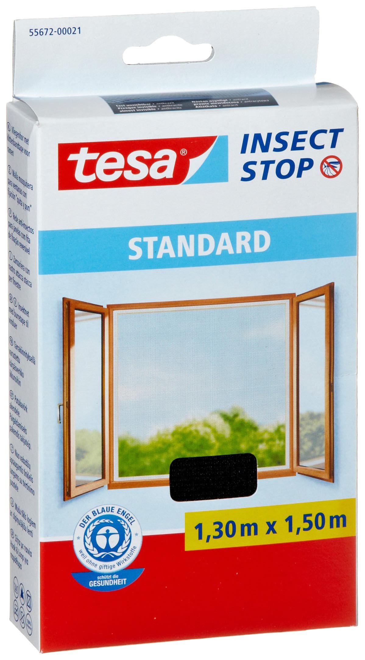 tesaStandard Quality Anthracite Transparent Window Fly Screen 1.3m x 1.5mBlue Angel