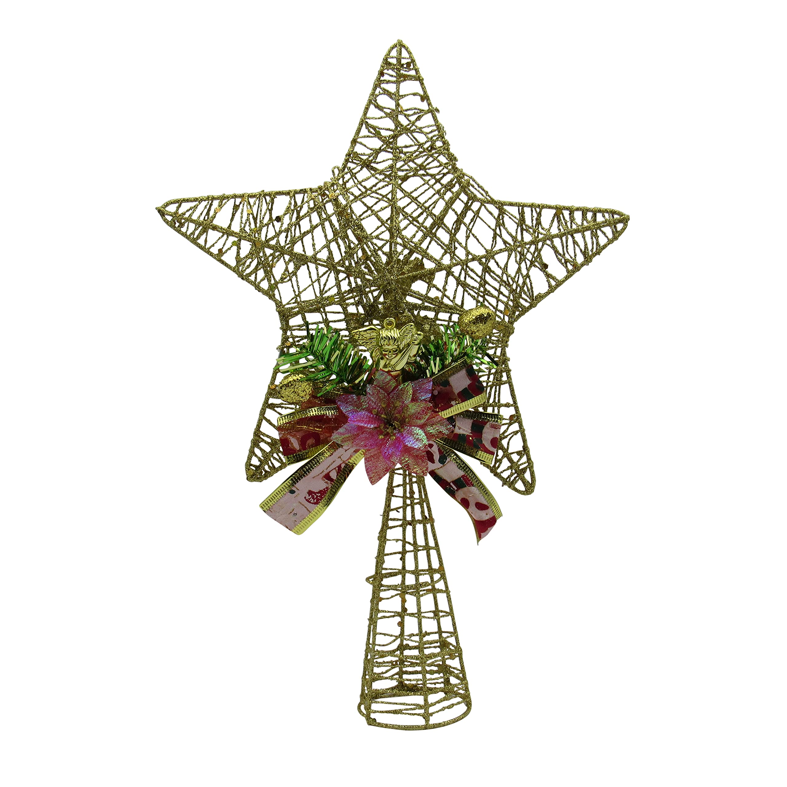 Secure Fix Direct Gold Star Christmas Tree Topper (Xmas Decoration Angel Traditional Festive)