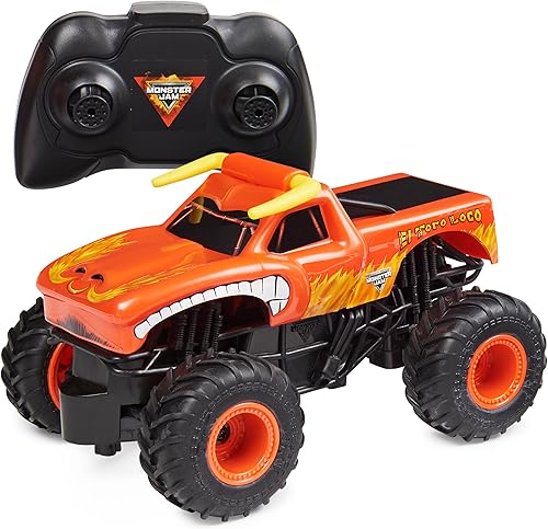 Miniatura 1 de Monster Jam, Camión monstruo con control remoto oficial El Toro Loco, escala 124, 2.4 GHz, para edades de 4 años en adelante