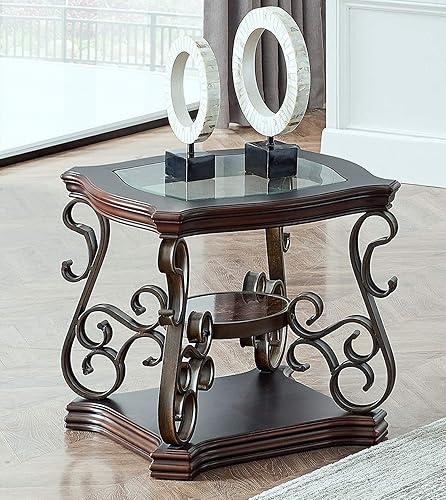 Miniatura 2 de ECLYL Mesa consola industrial de 3 niveles con estante de almacenamiento, mesa de entrada con tablero de vidrio de mármol MDF, mesa de centro para