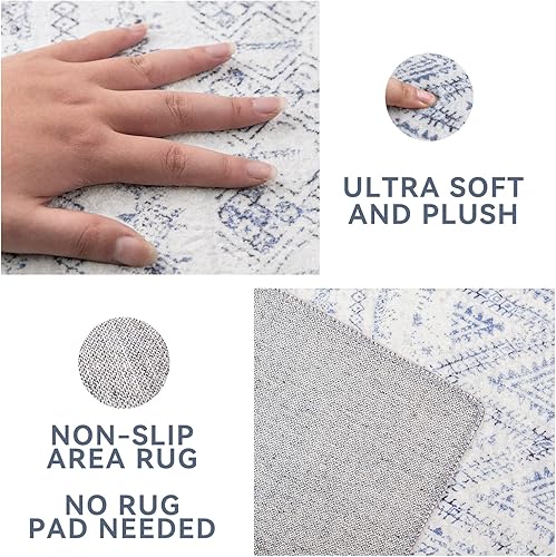 Miniatura 6 de Alfombra marroquí antideslizante de 2 x 3 pies, alfombra pequeña para dormitorio, cocina, entrada, decoración abstracta y moderna, alfombra bohemia