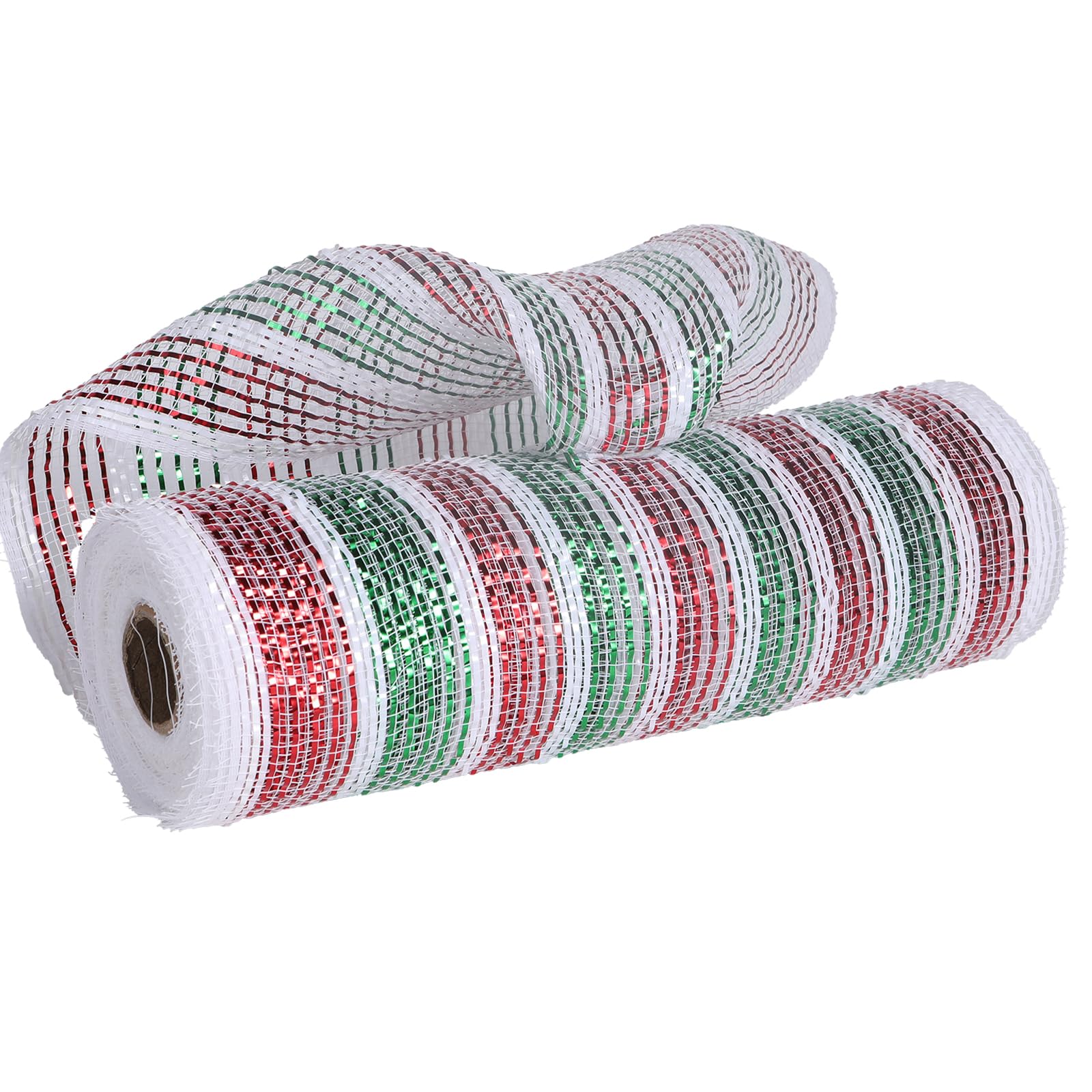 Metalic White Silver Poly Burlap Deco Mesh Ribbon, 10 X10yd (30 Feet...