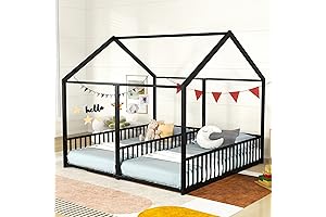 Twin House Bed with Rails for Girls,Boys
