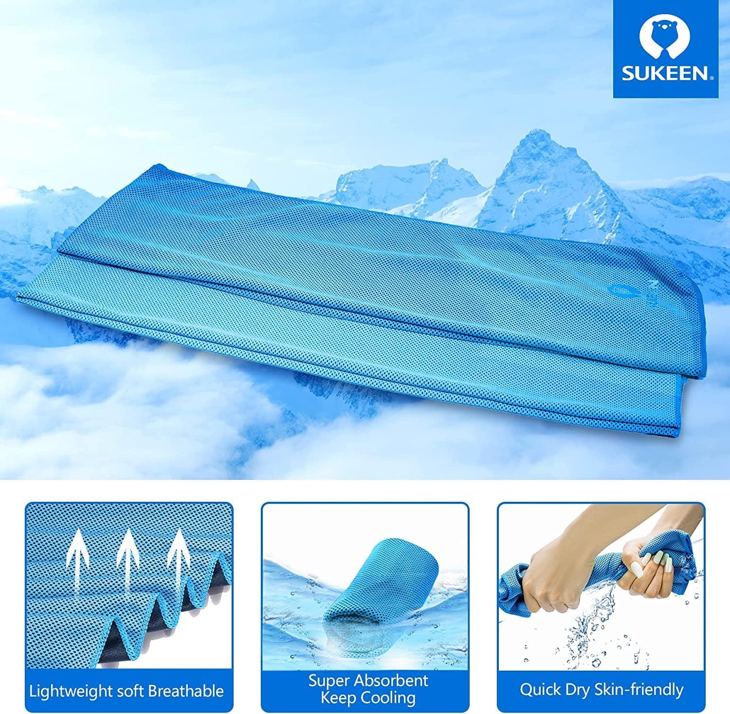 Sukeen Lot de 12 Serviettes rafraîchissantes, Serviettes rafraîchissantes, Serviettes rafraîchissantes pour Le Cou, Serviette de Sport pour Homme et Femme