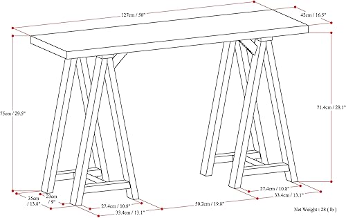 Miniatura 25 de SIMPLIHOME Sawhorse - Mesita de noche de madera maciza de 24 pulgadas de ancho, moderna, industrial, color gris envejecido, para sala de estar y