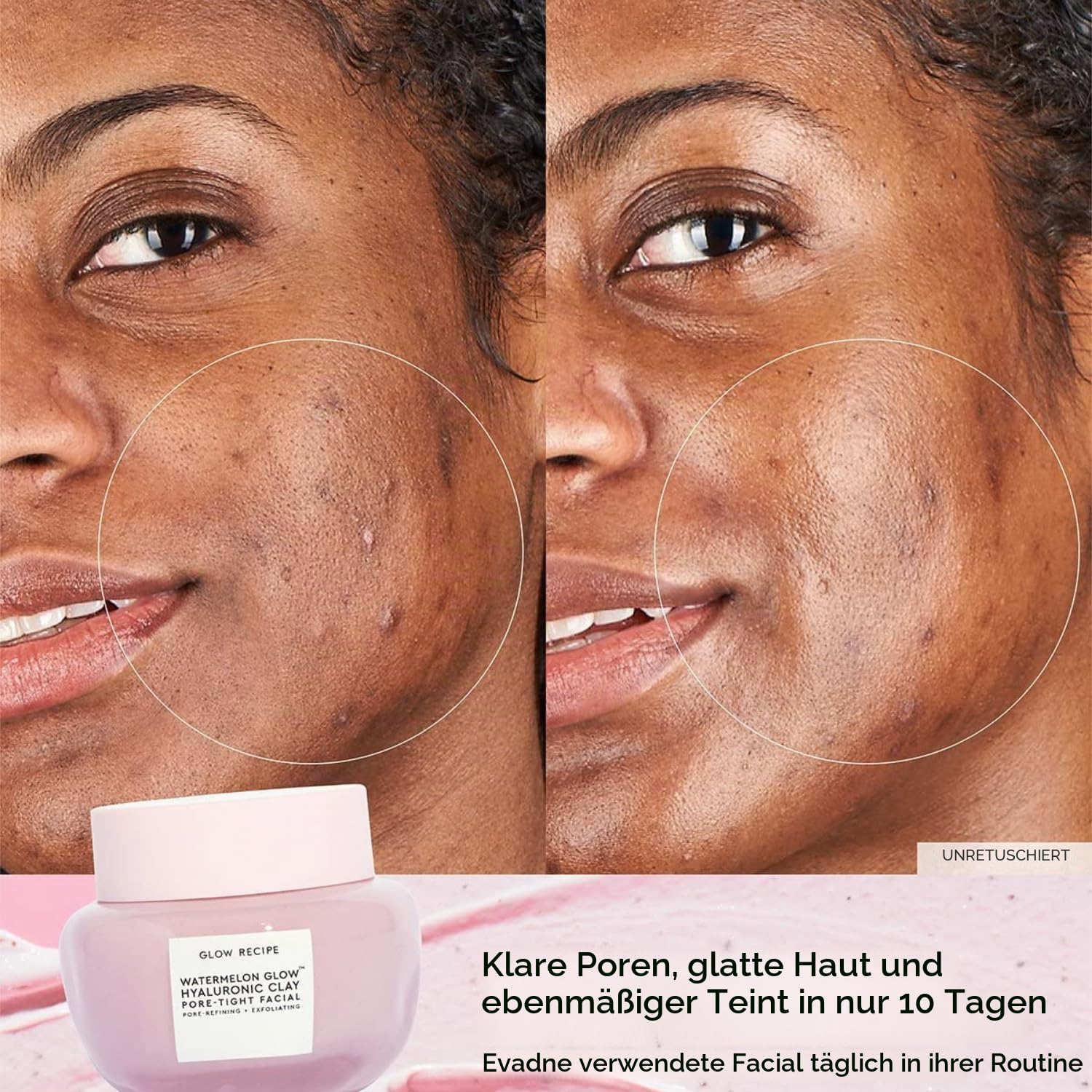Glow Recipe Watermelon Glow Hyaluron Tonerde porenenges Gesicht – Sanfte Peeling-Tonmaske mit Hyaluronsäure – hilft, das Aussehen von Poren zu minimieren, gleichmäßiger Tonton + Hydrate (60 ml)