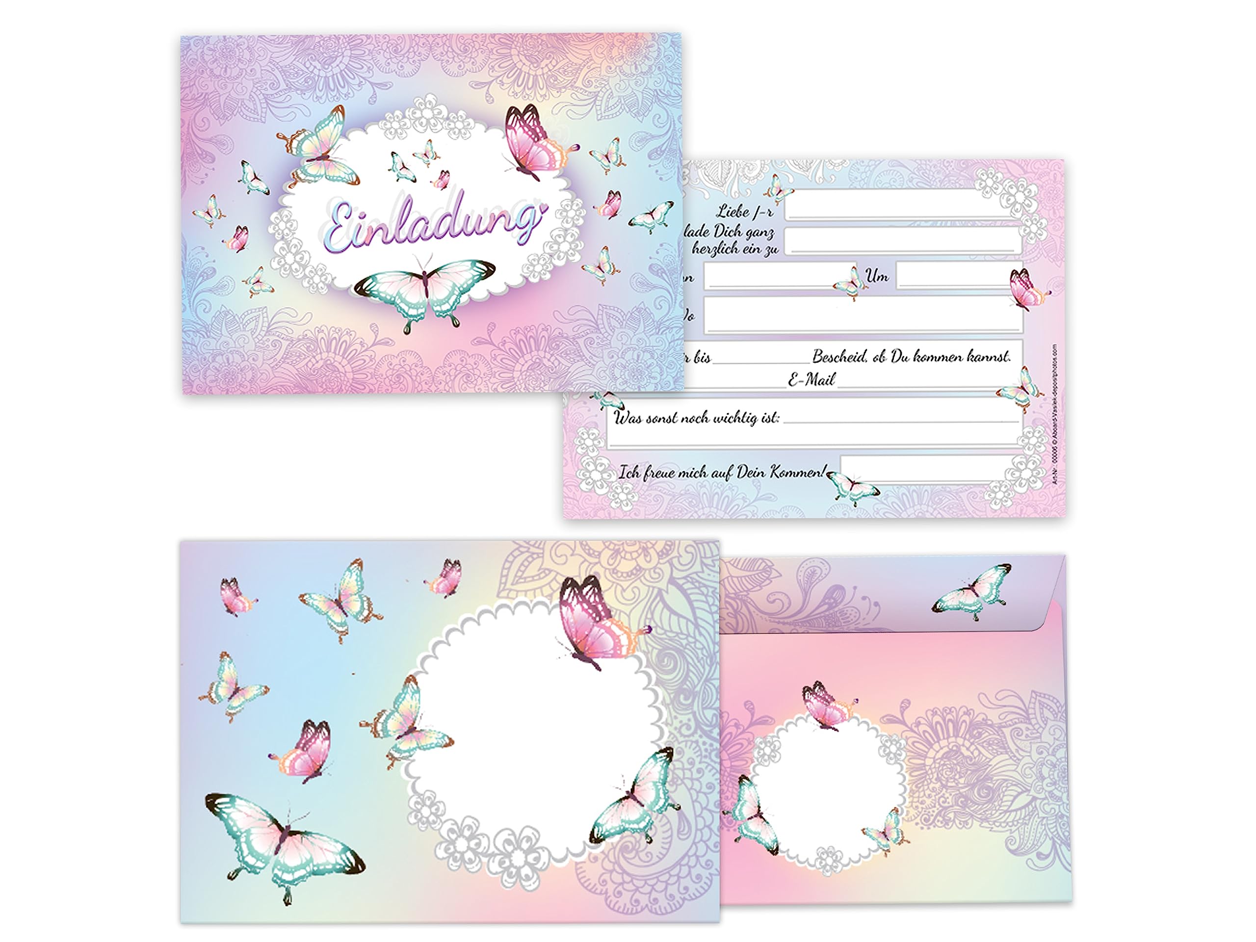 Edition Colibri 10er Set Geburtstagseinladungen - Rosa Glitzer Für Mädchen