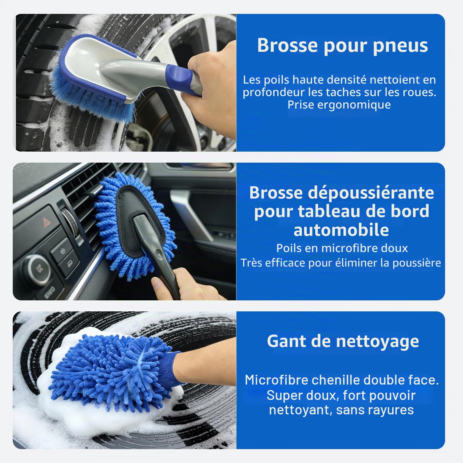 Kit Nettoyage Voiture, 31 Pièces Kit de Brosse Nettoyage Voiture pour L'intérieur et L'extérieur, avec Brosse, Éponges de Polissage et Plus, pour Fentes de Ventilation, Roues, Surfaces