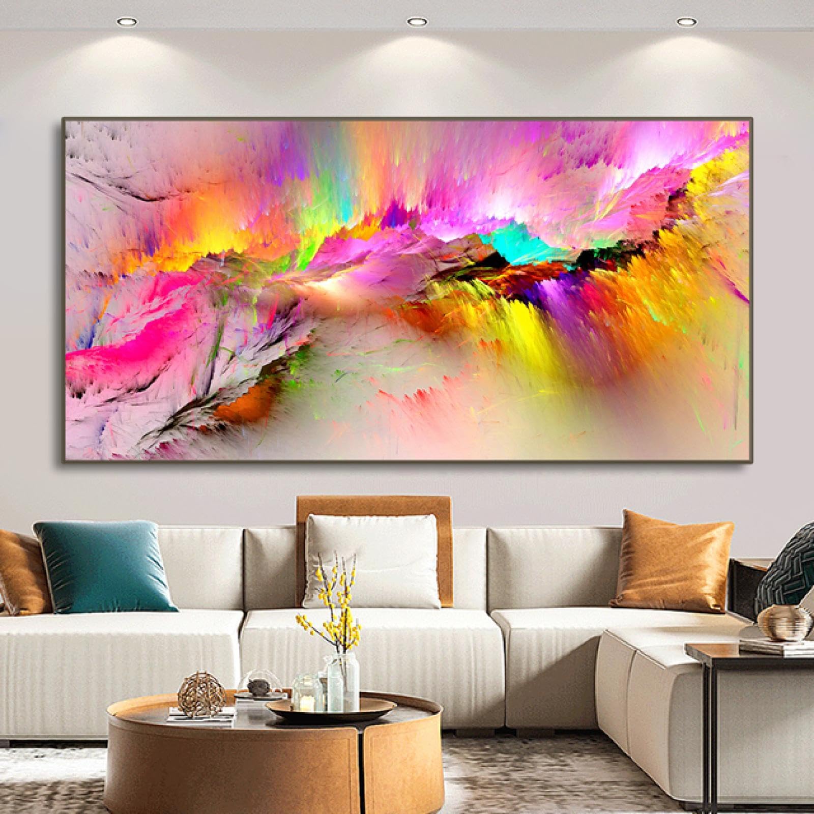 Amazon.co.jp: 抽象的なカラフルなピンクの雲キャンバス絵画モダンな壁