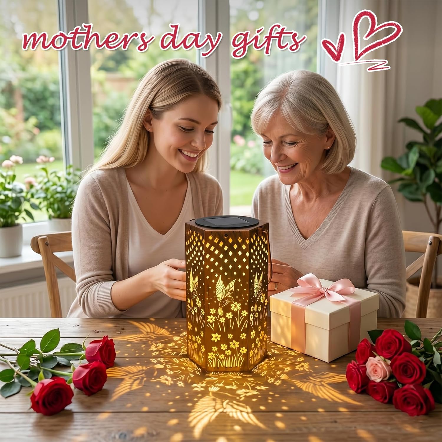 Mothers Day Gifts for Mom Grandma - Birthday Gifts for Women, Hummingbird Solar Lanterns Outdoor Waterproof, Garden Decor for Outside