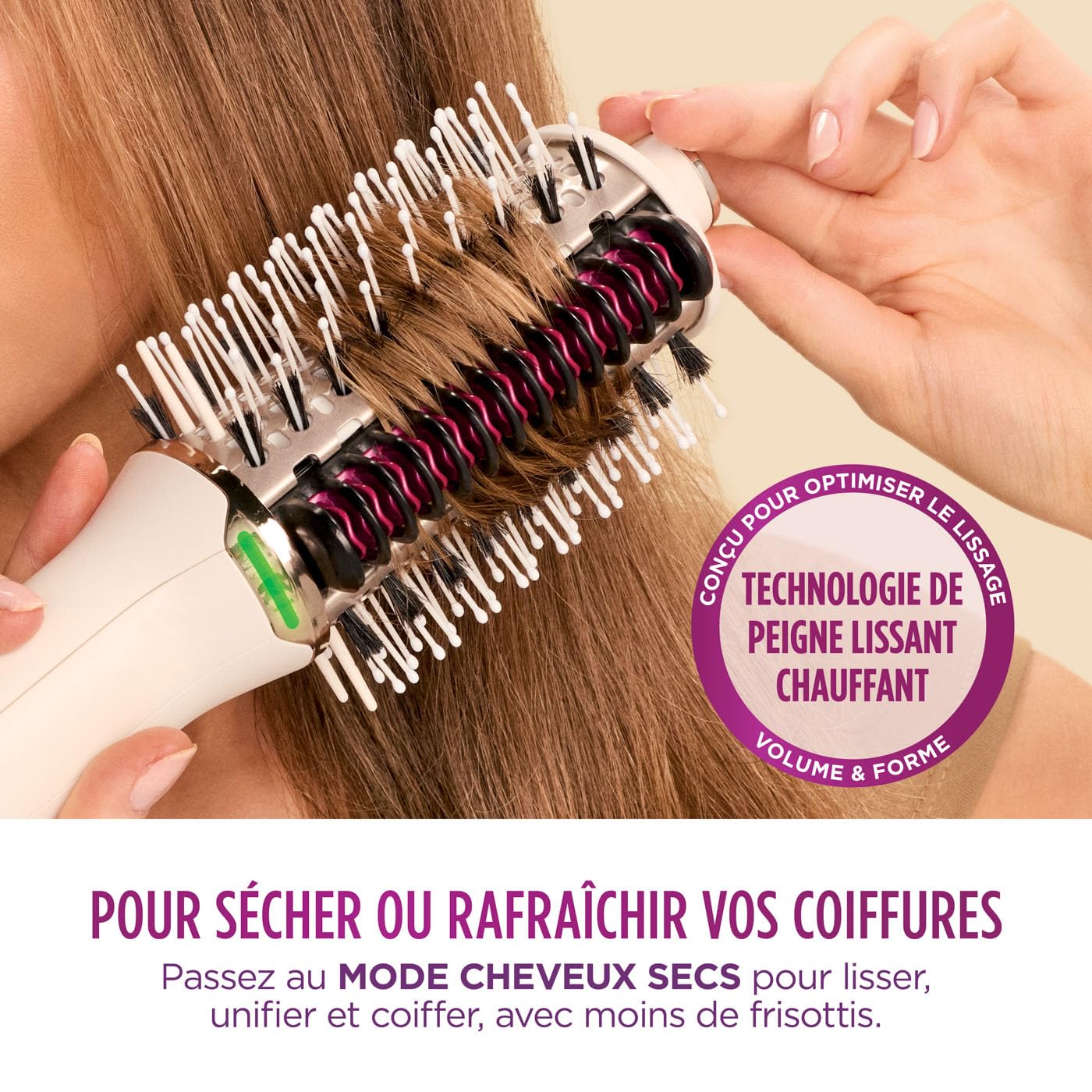 Cepillo y peine térmico alisador Shark SmoothStyle con estuche, modos Seco y Húmedo, cepillo de aire caliente con 3 temperaturas, resultado suave y voluminoso para todo tipo de cabello, Seda HT212EU