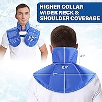 Vista 4 de LotFancy Bolsa de hielo para cuello, hombros, envoltura reutilizable para el cuello frío para aliviar el dolor, paquete de gel flexible con correas