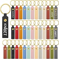 Yuanan 120pcs PU Leather Keychain Blanks for Laser Engraving - Rectangular Key Fobs with Key Rings, 12 Colors, DIY Wrist Strap Crafts