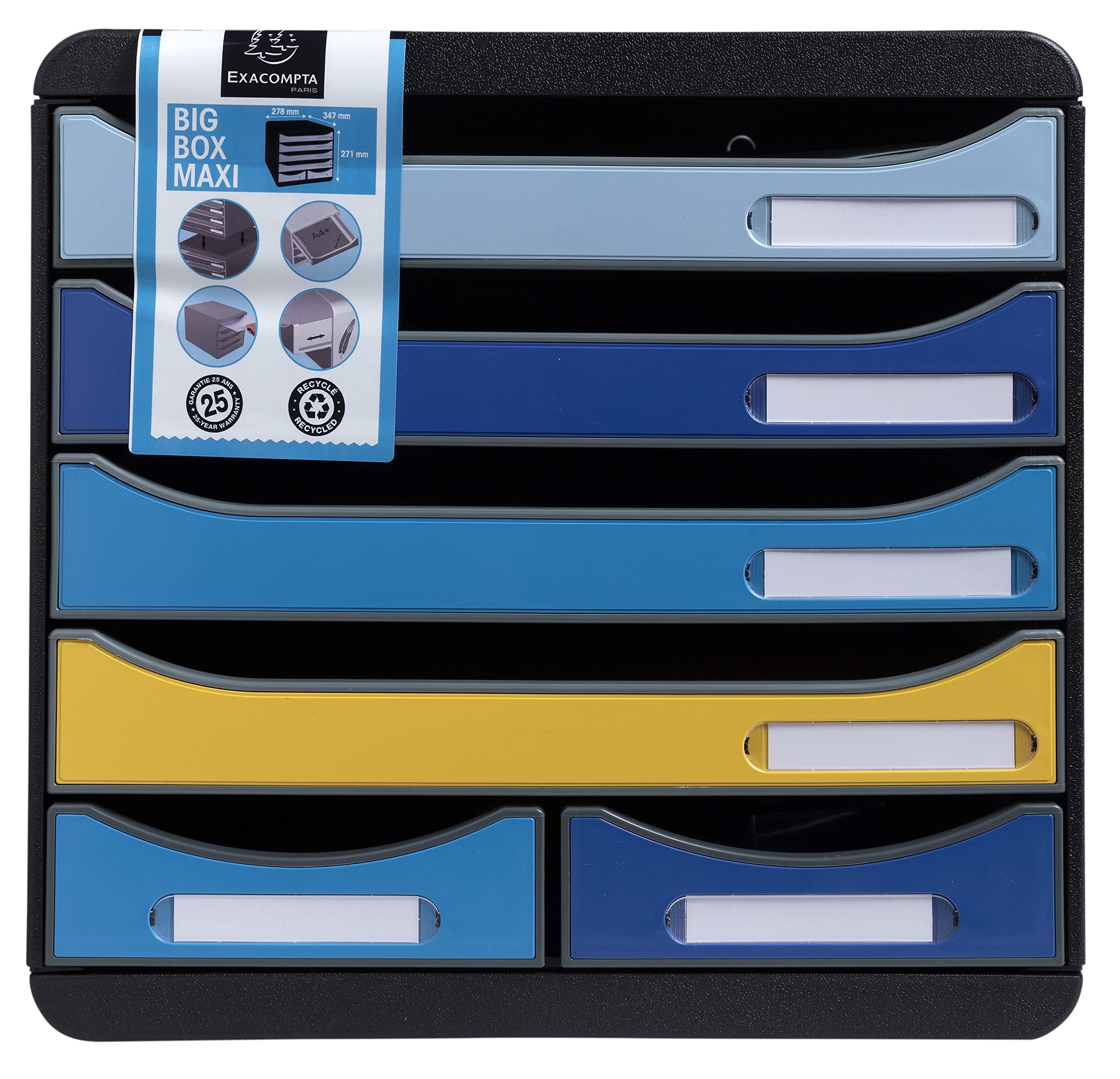 Exacompta Bee Blue Desktop Drawers Ps (Polystyrene) Multicolour 6 Drawers 27.8 X 34.7 X 27.1 Cm A4+