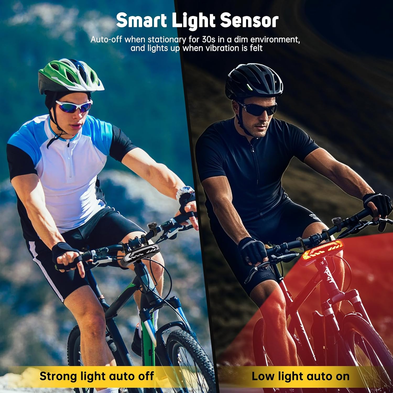 Smart Bike Turn Signals, Rechargeable Front Bike Light & Electric Bike Horn, Waterproof Bicycle Alarm System Anti Theft, Cycling Safety Warning Bicycle Turn Signals for Ebike Bicycle Scooter