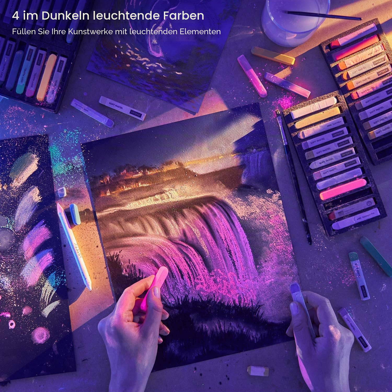 Arteza Weiche Pastellkreide, Set mit 72 Kunst-Pastellstäbchen für Kunst- und Handwerksprojekte, Zeichnen, Mischen, Schattieren, Kunstbedarf für alle Altersgruppen und künstlerische Erfahrungsstufen.