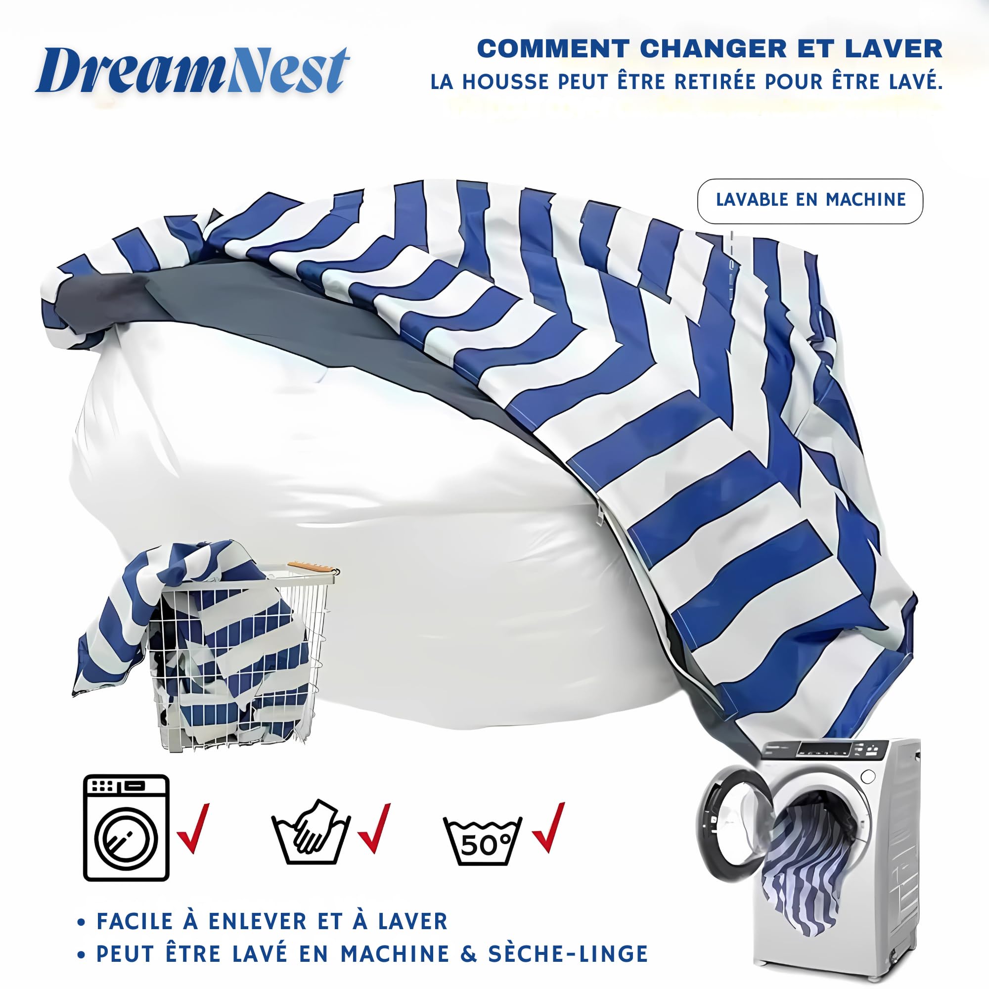 DreamNest Karl - Housse Pouf Géante 100cm Forme Goutte D'Eau En Simili Cuir Sans Remplissage - Bean Bag Ultra Résistant