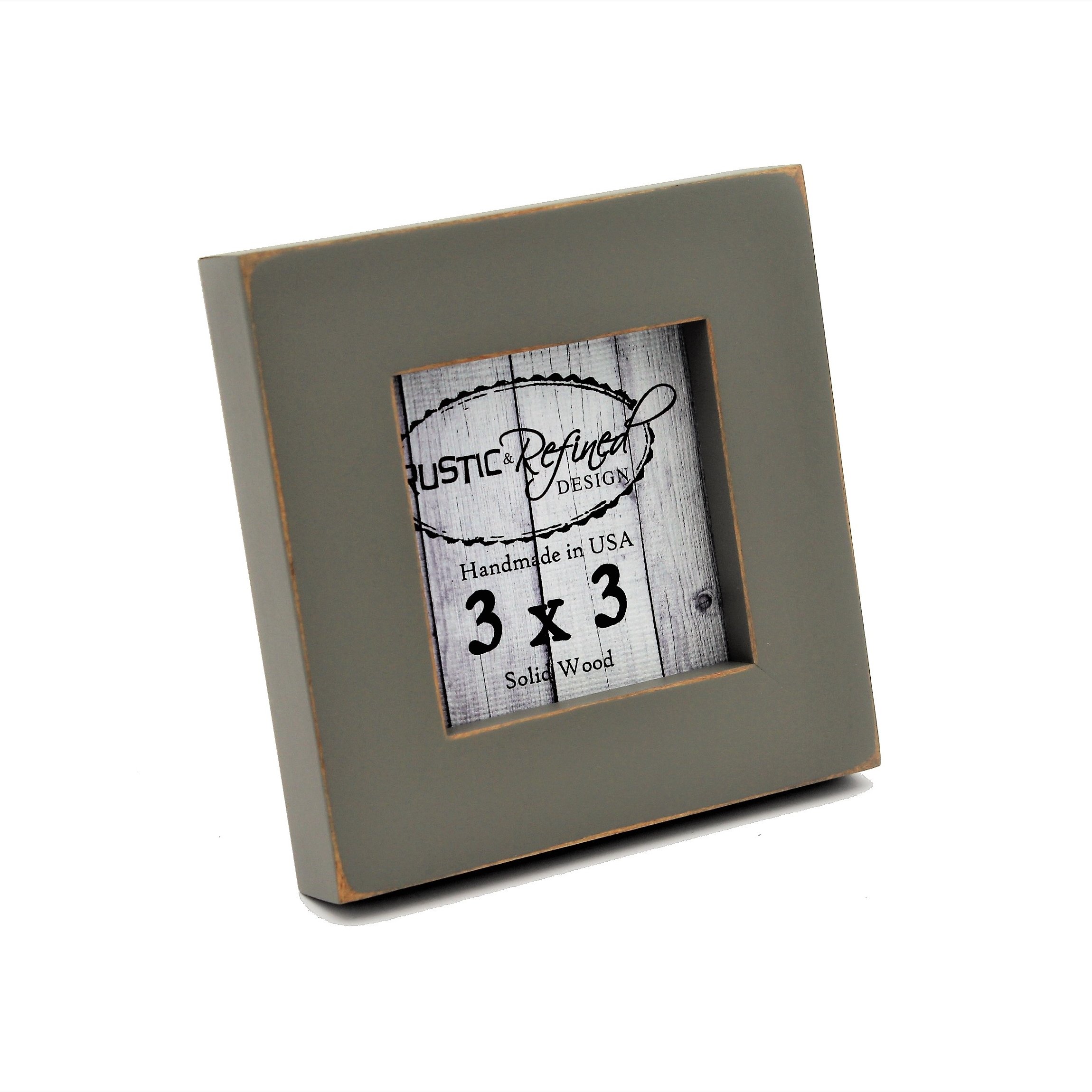 Rustic and Refined Design3x3 Solid Wood Made in USA Picture Frame with 1 Inch Border (Gallery Collection) - Gray Green