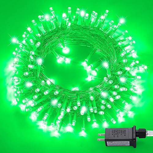 Miniatura 13 de JMEXSUSS 200 luces LED rojas y verdes de Halloween para exteriores, tira de luces de Navidad de 66 pies, cable transparente para interiores, enchufe