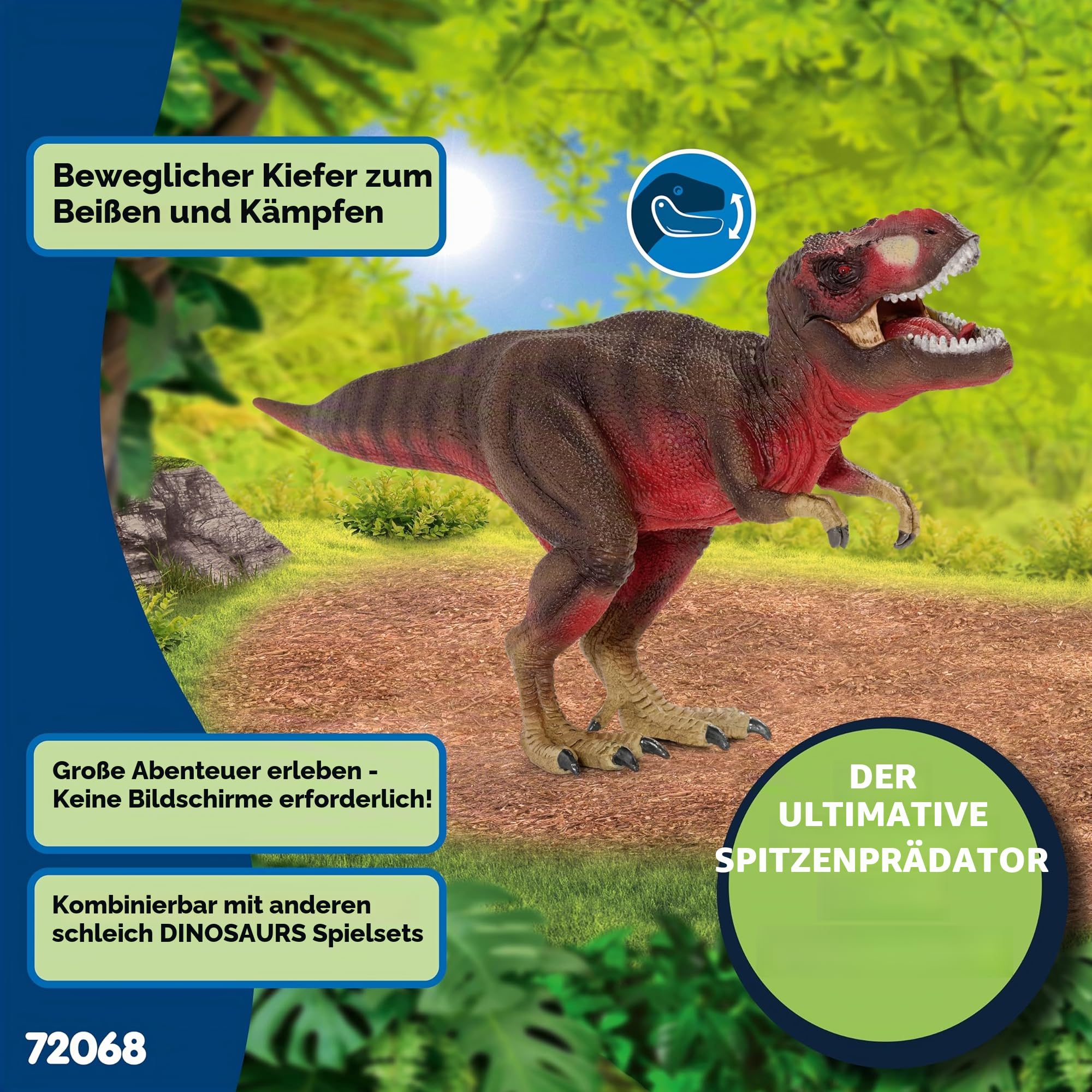 SCHLEICH Dinosaurs | Tyrannosaurus Rex rot 72068 | detailgetreue Dino Sammelfigur | tolles Geschenk für Mädchen und Jungen | Dinosaurier Spielzeug ab 3 Jahre | 28 x 10 x 14 cm | exklusiv bei Amazon