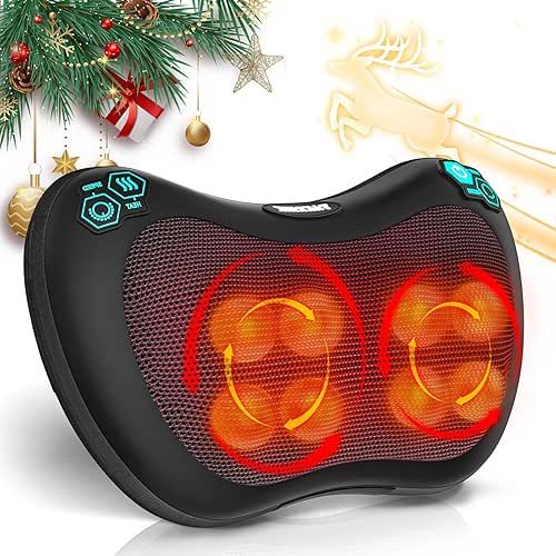 Coussin de Massage Shiatsu 8 Nœuds 3 Vitesses Réglables Rotation