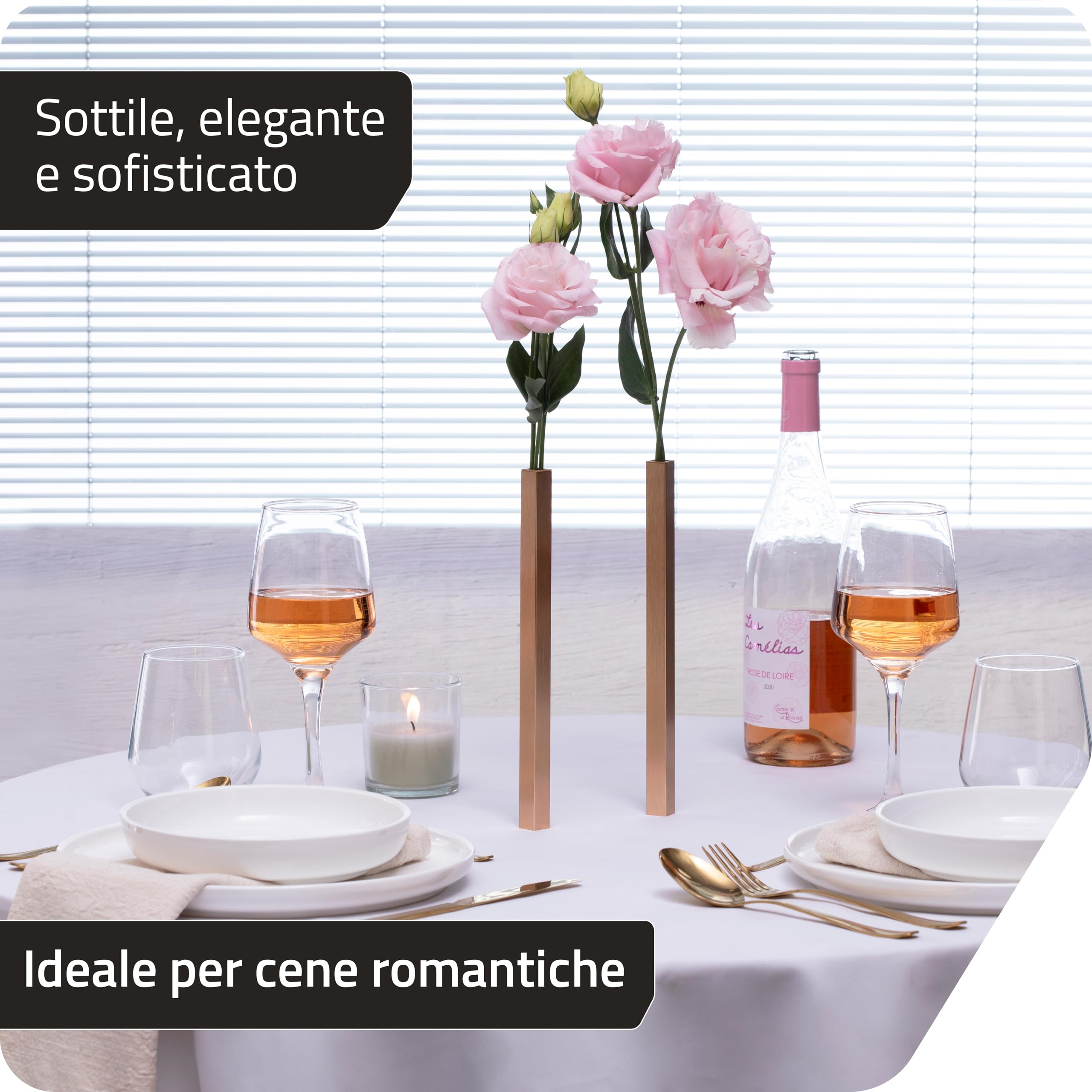 PELEG DESIGN Vaso Magnetico – Set di 5 Vasi Moderni in Alluminio Dorato per Decorazione di Interni e Centrotavola – Per Fiori Veri o Artificiali (Oro)
