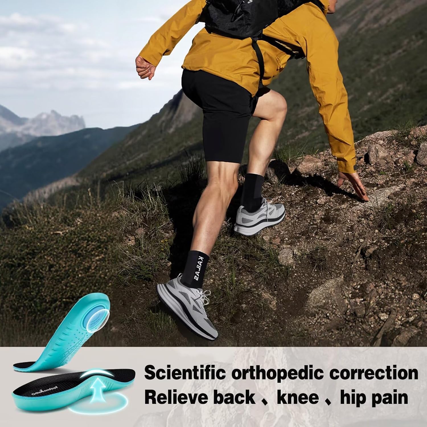 Men's Orthopedic Wide Trail Running Shoes: Comfortable Casual Arch Support Plantar Fasciitis Orthotic Trekking Walking Exercise Shoes, Flat Feet Sport Training Sneakers for Foot and Heel Pain Relief - Image 5