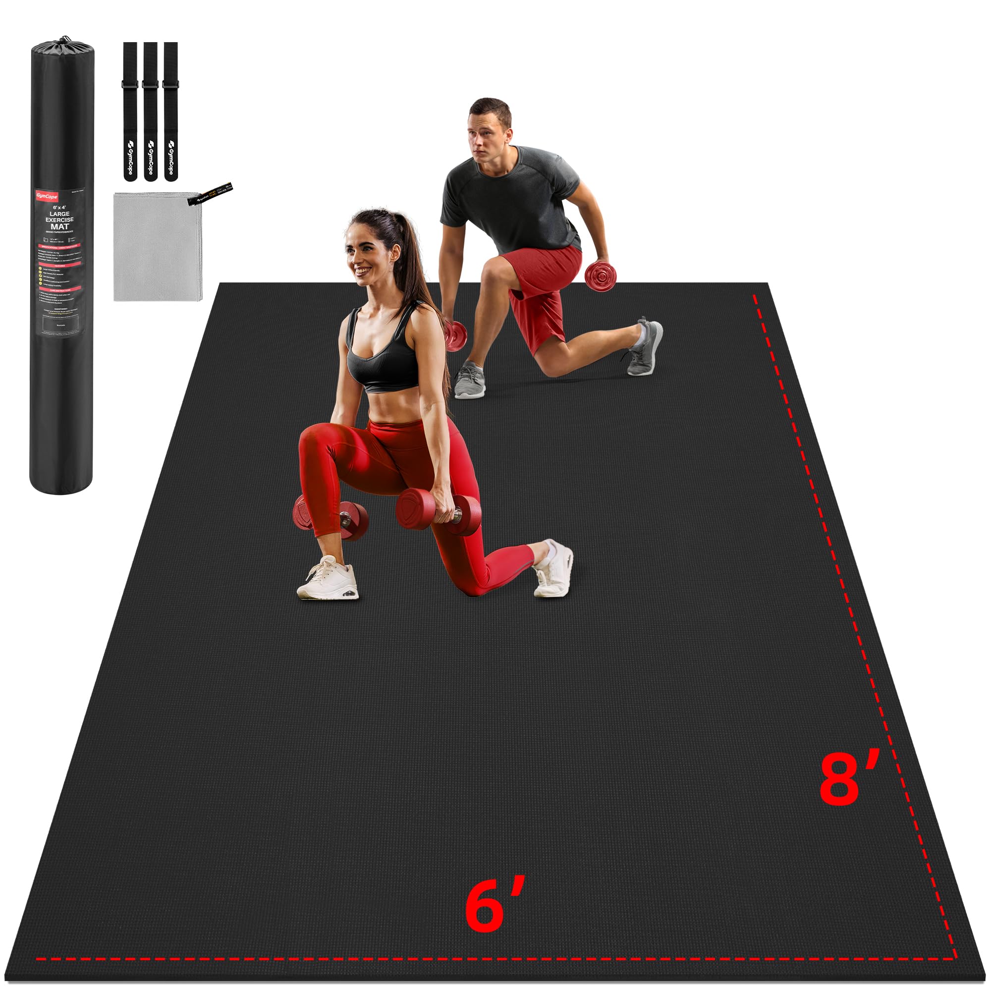 Extra Large Exercise Mat 10x6 9x6 8x6 7x5 6x4 8mm Thick Workout Mat for Home Gym Garage Flooring