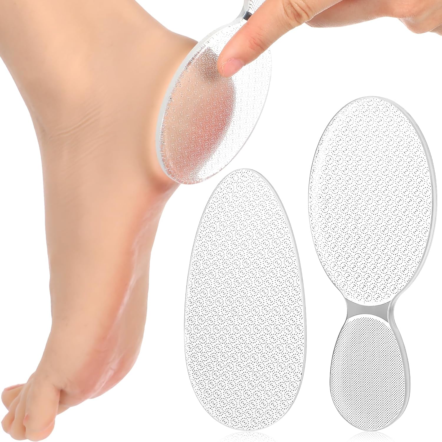 2 Styles Glass Foot File, Nano Foot Scrubber Callus Remover, Pedicure Tool for Dead Skin Removal, Portable for Wet Dry Feet Care Grinding Points Cracking