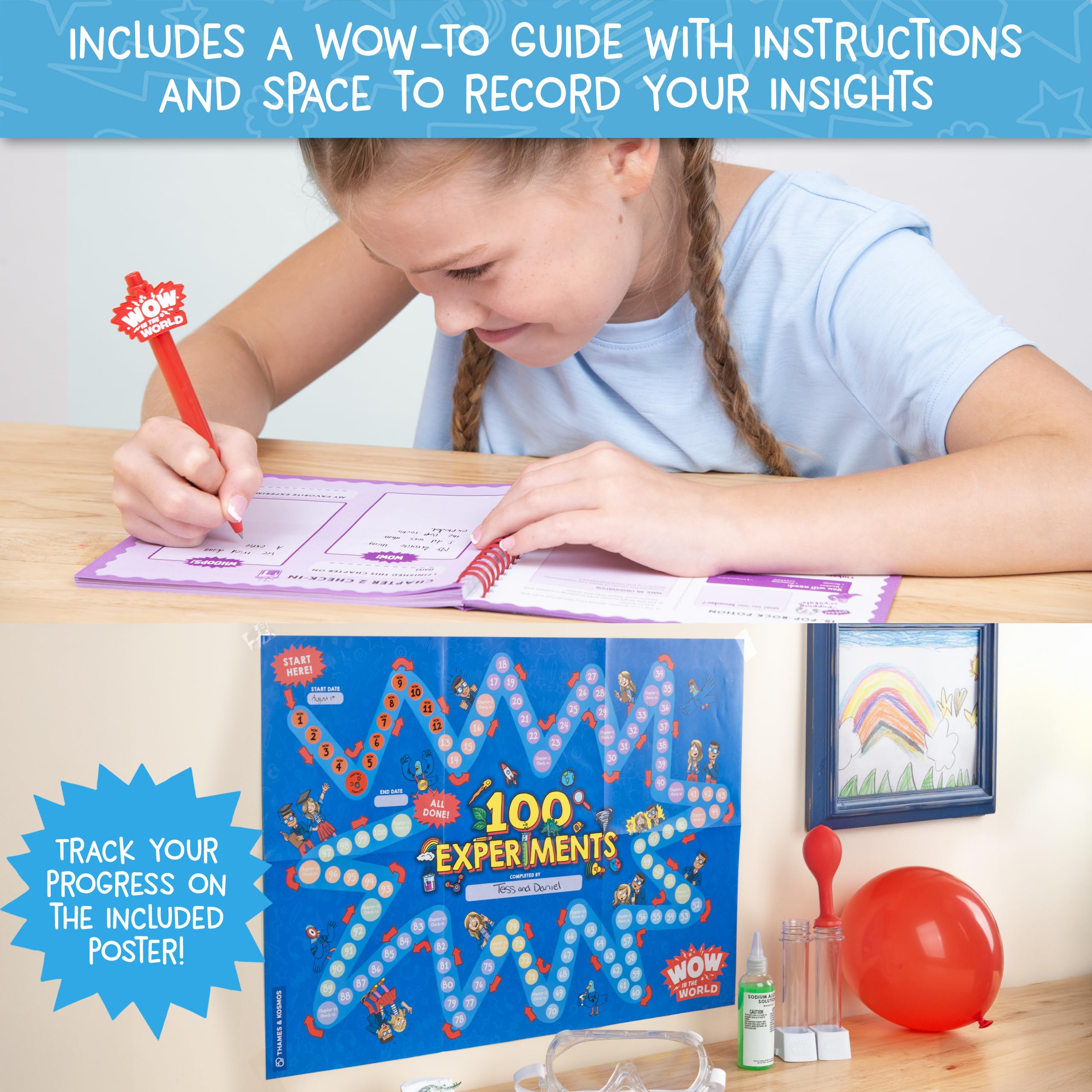 Wow in The World 100 Esperimenti Che Wow Science Kit di Thames & Kosmos, oltre 60 strumenti e materiali, chimica unica, fisica, biologia e scienze della terra Attività w/Science Journal for Ages 6+