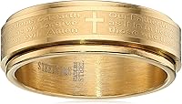 Vista 3 de Yaxa Essentials Steeltime - Anillo giratorio chapado en oro de 18 quilates para hombre, con oración Our Father (anteriormente Yaxa Collection)