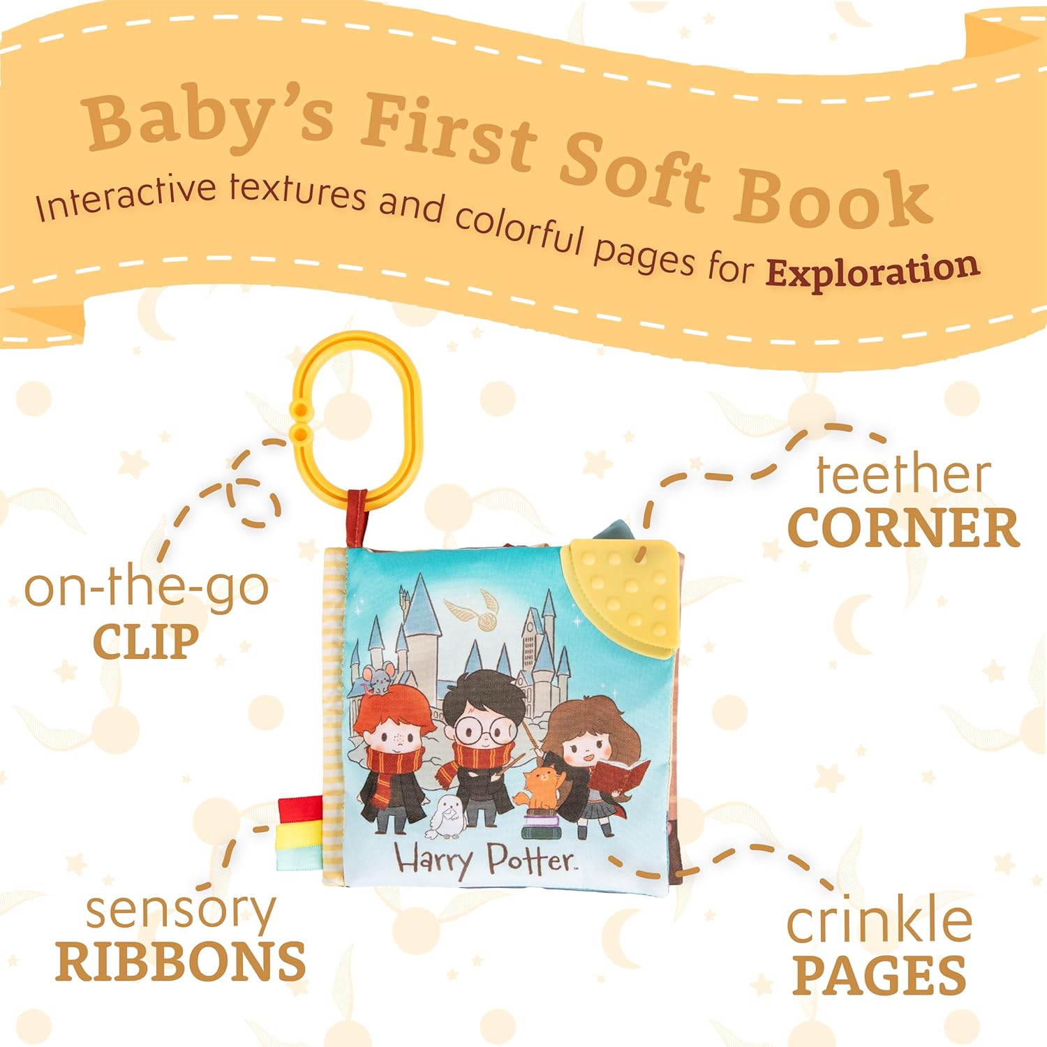 Kids Preferred Harry Potter Soft Book with Toy, Teether, and Crinkle, 5 Inches