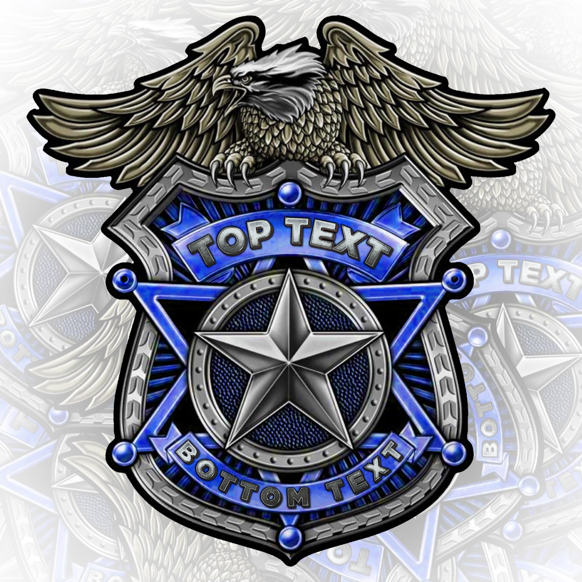 Personalized Police Eagle Thin Blue Line Badge Custom Name Funny Hard Hat Waterproof Vinyl Sticker for Water Bottle Phone Case Laptop Tumbler