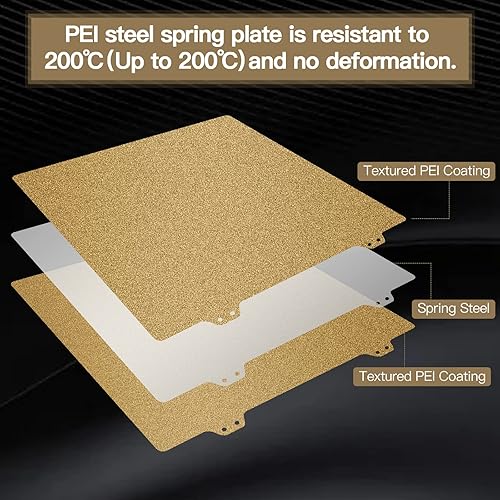 Miniatura 5 de Hoja PEI texturizada de doble cara, placa de impresión de piezas de impresora 3D, superficie PEI esmerilada de 12.205 x 12.205 in para impresoras