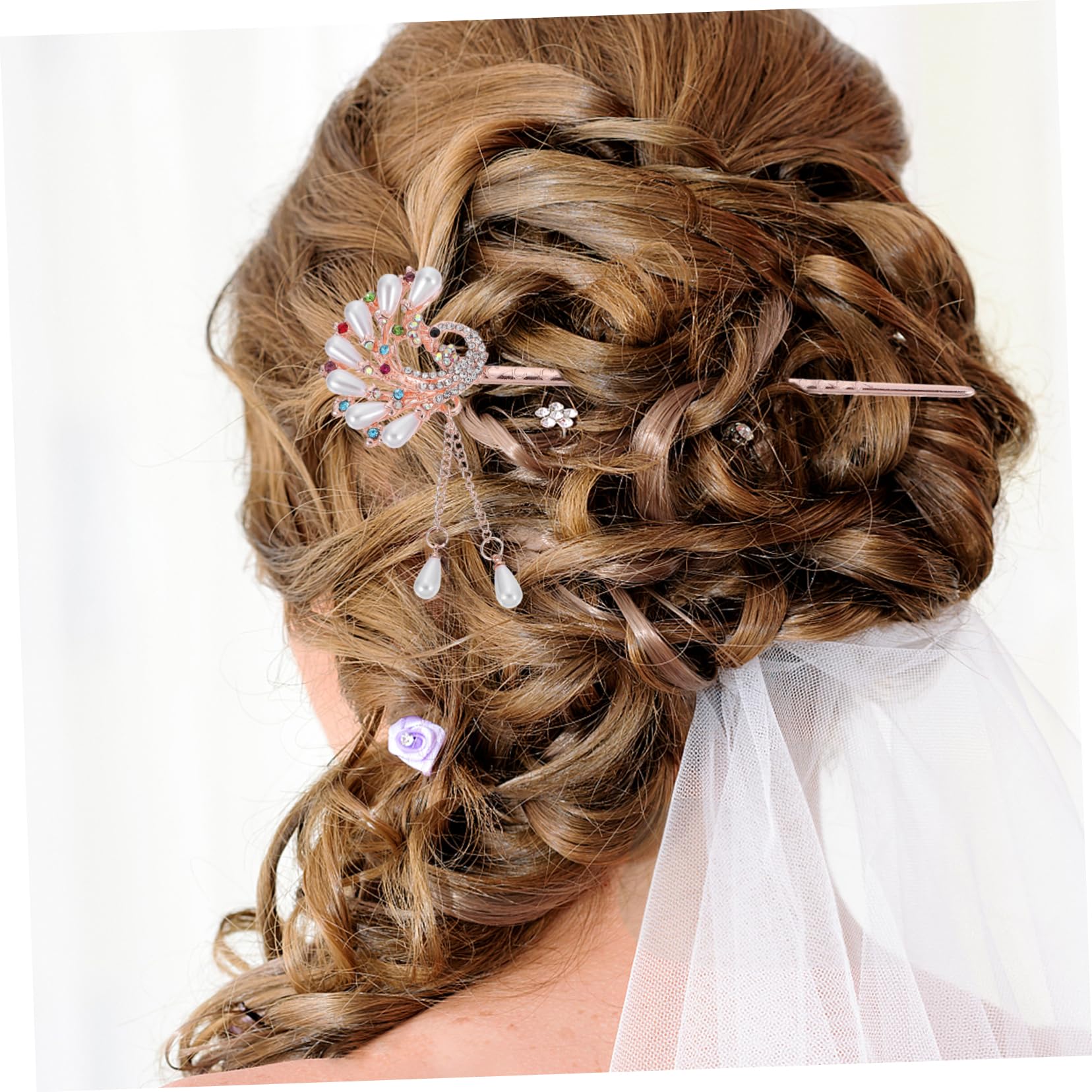 Housoutil 12 Stk Vintage Perlenhaarnadel rosa haarkamm haarnadel Haarschmuck für die Braut Haarspangen mit Strasssteinen Haarschmuck für besondere Anlässe Haarklammer Tiara Perle Haarnadel