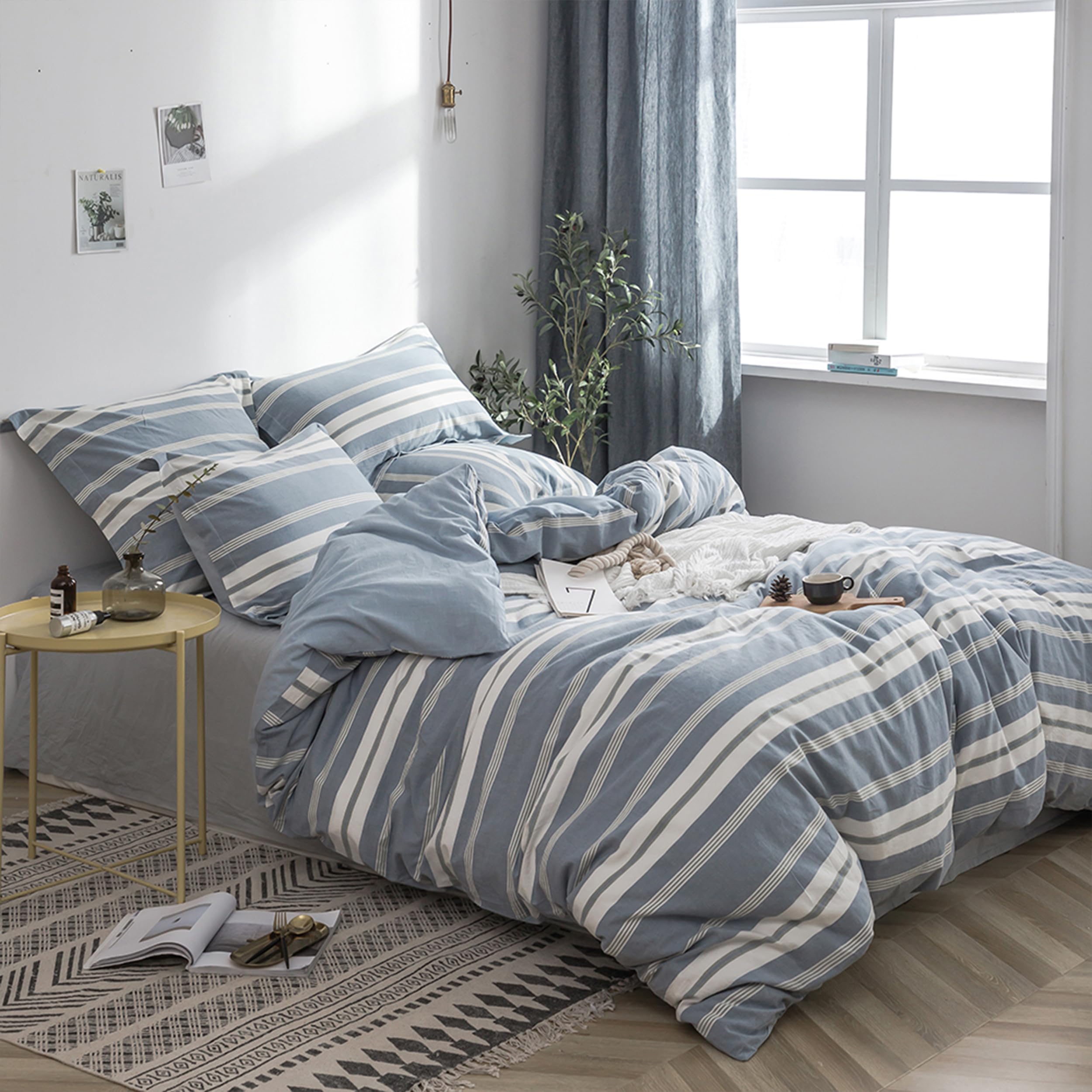 Amazon｜BISELINA 寝具 デュベカバーセット 100%ウォッシュドコットン
