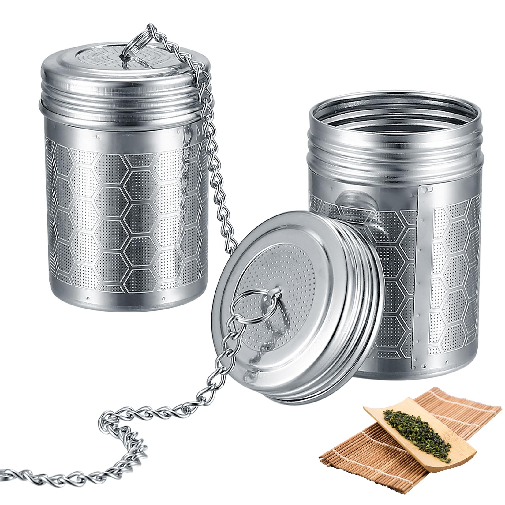 2 Pcs Tea Infusers for Loose Tea, Tea Strainers for Loose Leaf Tea, Fine Mesh Tea Steeper, Stainless Steel Tea Diffuser with Chains, for Brewing Loose Tea Spices Seasonings, Teapot Cups