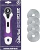 The Quilted Bear 28mm Rotary Cutter & Blades - Ergonomic Soft Grip Rotary Cutter for Fabric with 4 Sharp Cutting Blades & Easy Blade Replace System 28mm