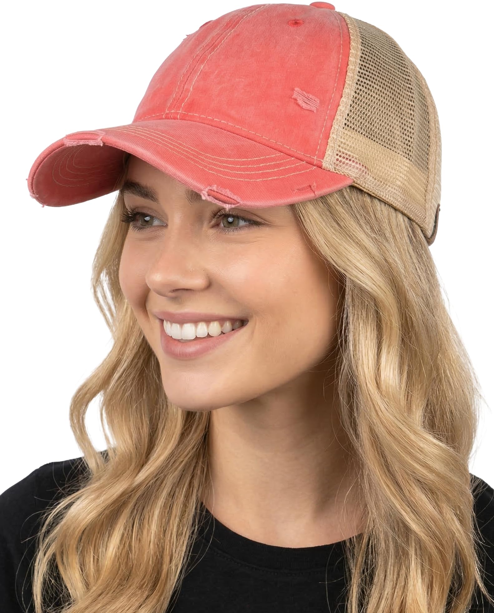 Funky Junque Distressed Mesh Low Profile Trucker Hat Snapback Cap