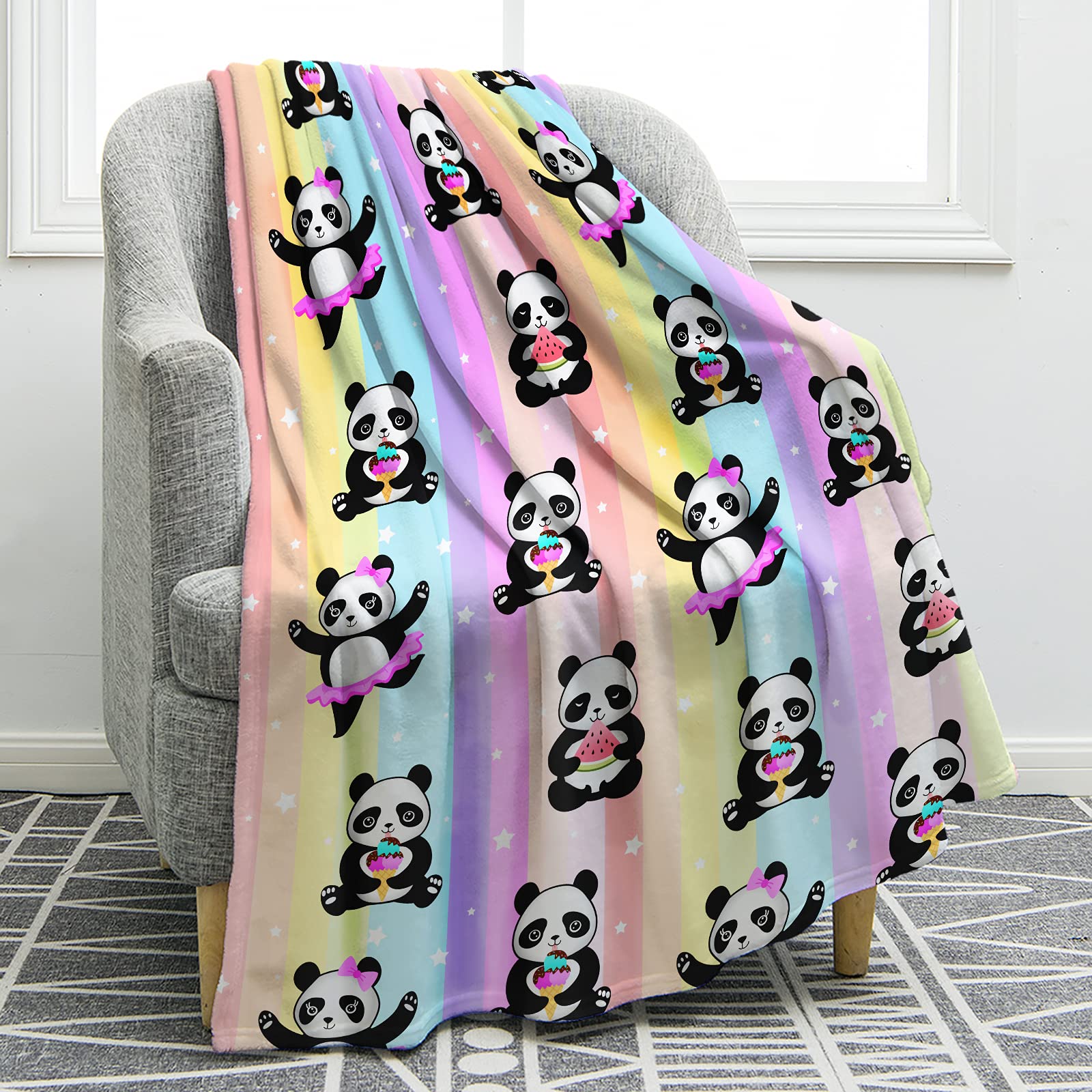 Coperta In Flanella A Forma Di Panda, Morbida E Leggera, 127 X 152 Cm, Per Divano Letto Viaggi, Regalo Per Bambini E Adulti - 3