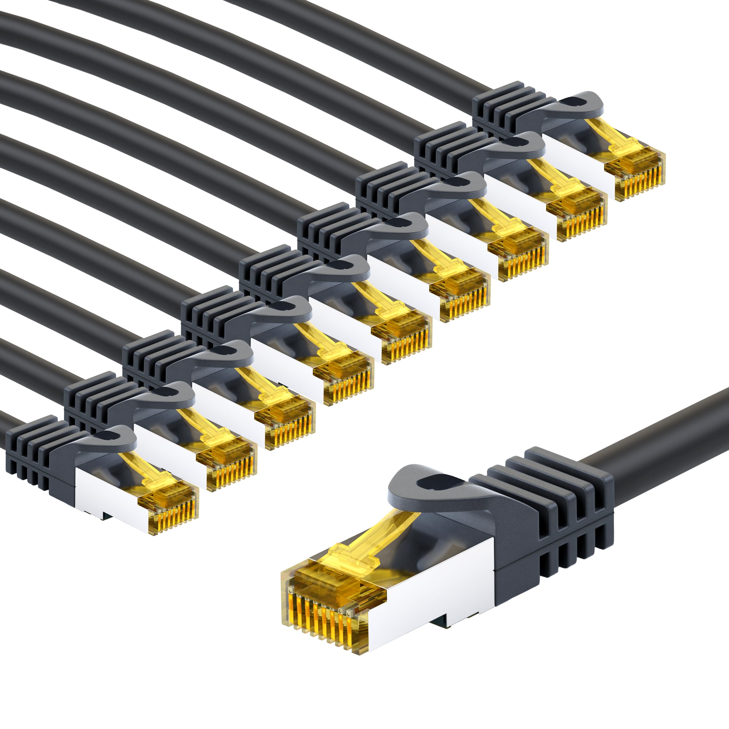 goobay 66078 CAT7 Network Cable Set of 10/Patch Cable Shielded S/FTP/CU Ethernet Cable, PiMF