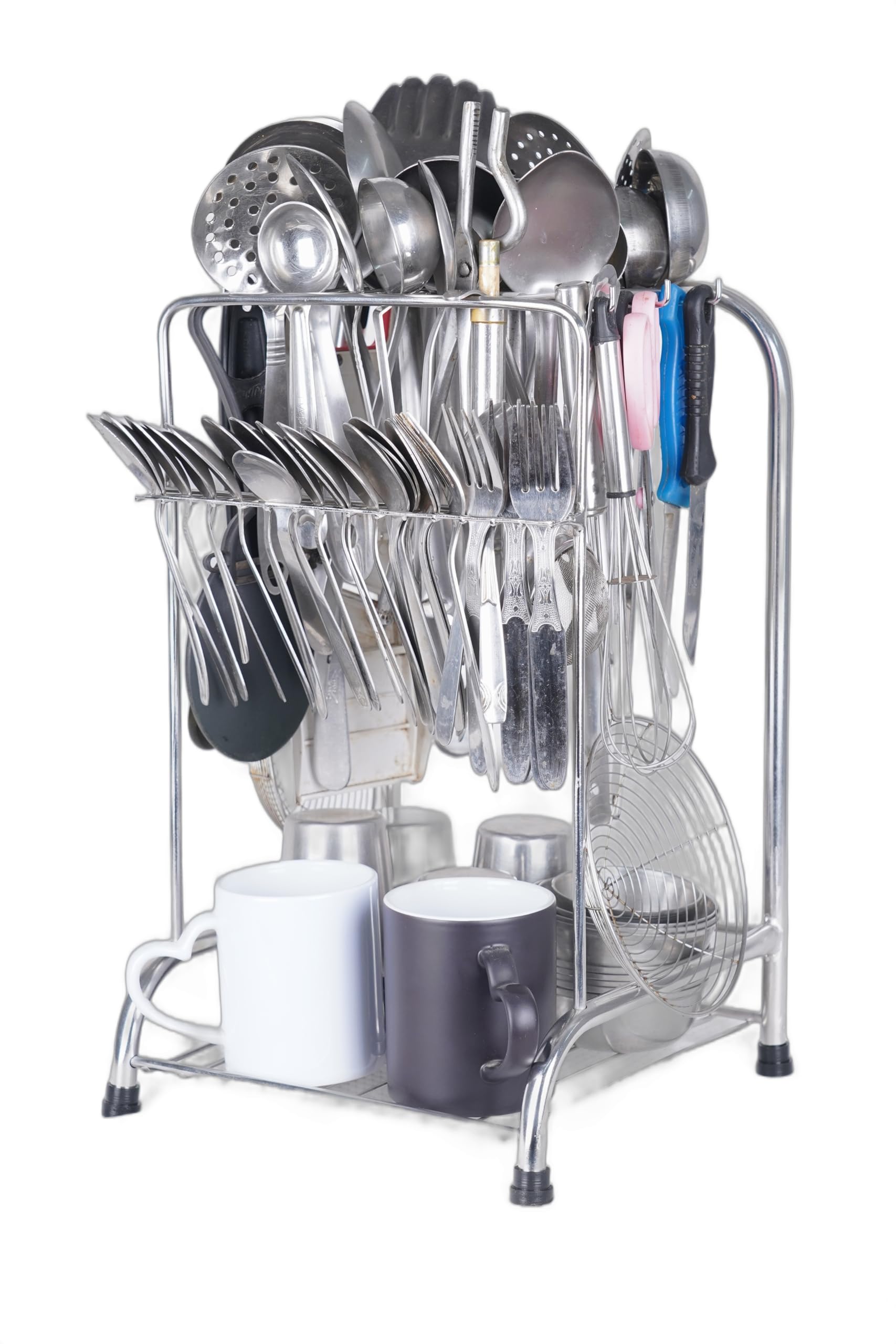 SNI Stainless Steel Kitchen Organizer/Rack/Accessories Multifunctional Stand/Space saver for Kitchen Essentials,Ladles,Spoons,Knife,Fork,Cutlery Holder,Tumblers,Coffee Mugs,Cups to make cooking easy
