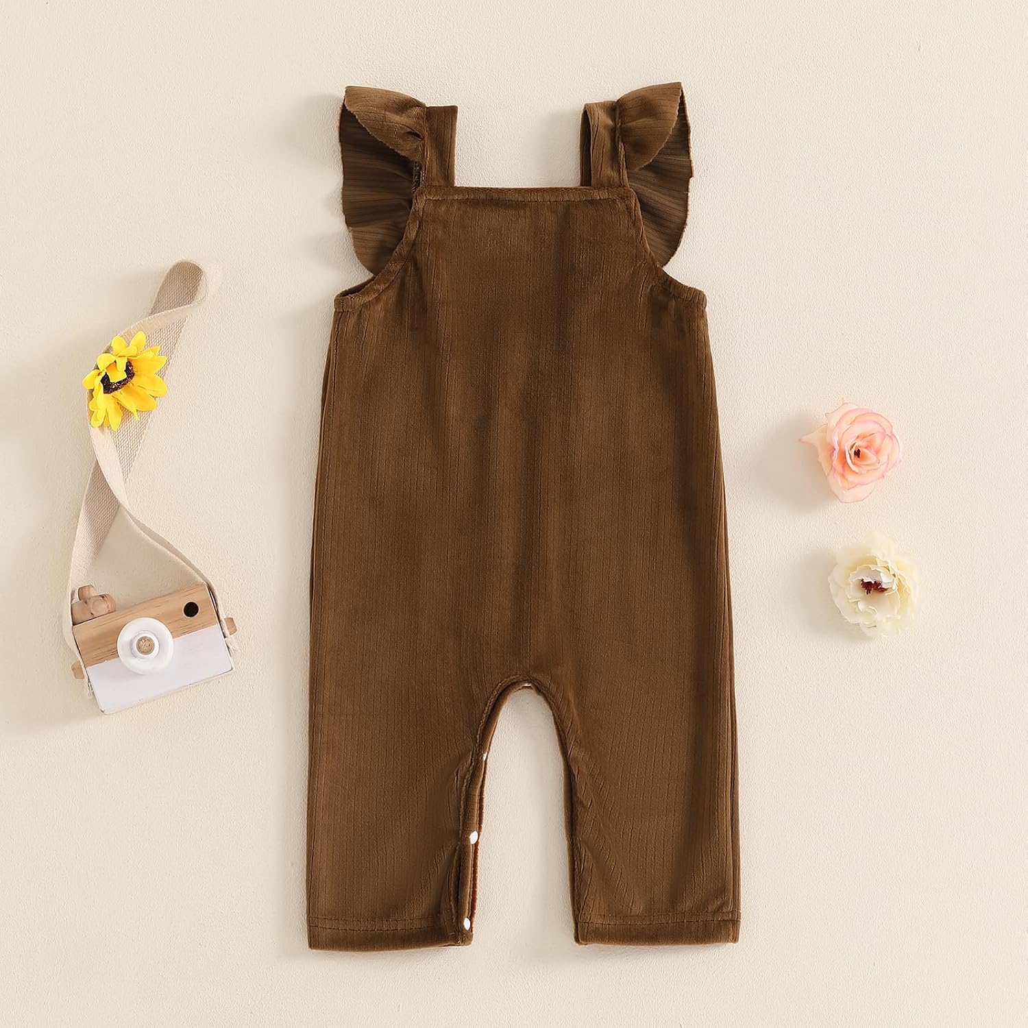 Newborn Baby Girl Corduroy Velvet Ruffle Romper Jumpsuit Overalls Fall Suspender Pants Leggings Christmas Outfit