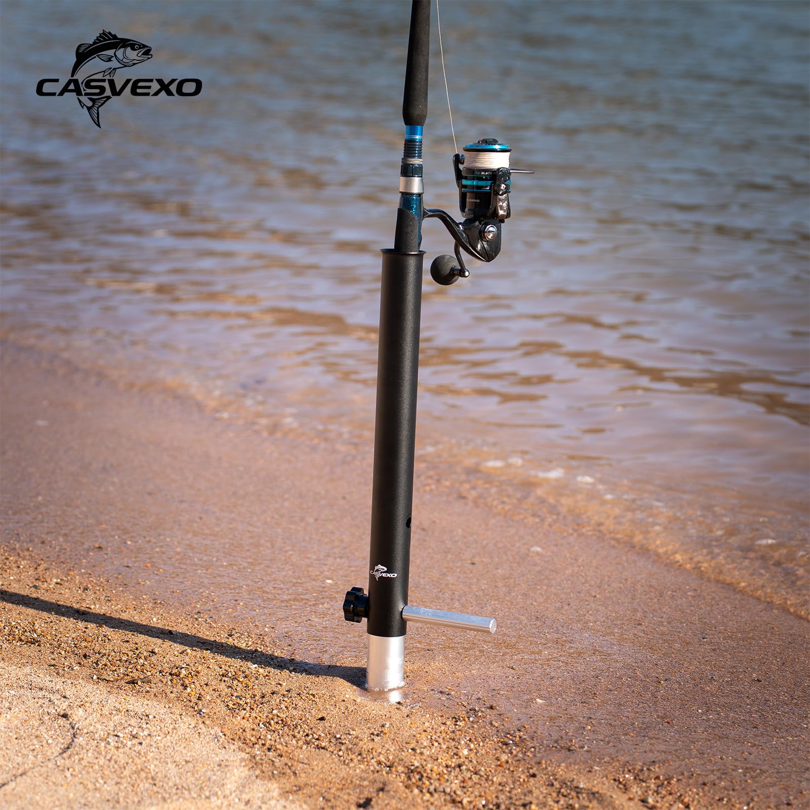 Confezione da 1/2 punte di sabbia in alluminio per pesca surf, porta canna da pesca da spiaggia, telescopico e portatile, regolabile a 2 livelli, con borsa per riporre
