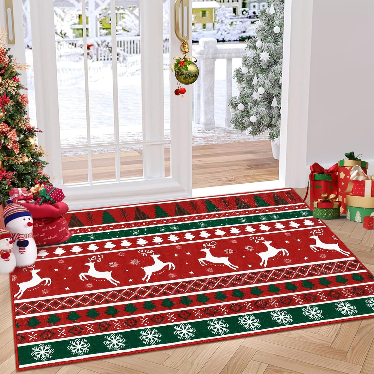 RUGSREAL Christmas Area Rug 2x3 Winter Christmas Tree and