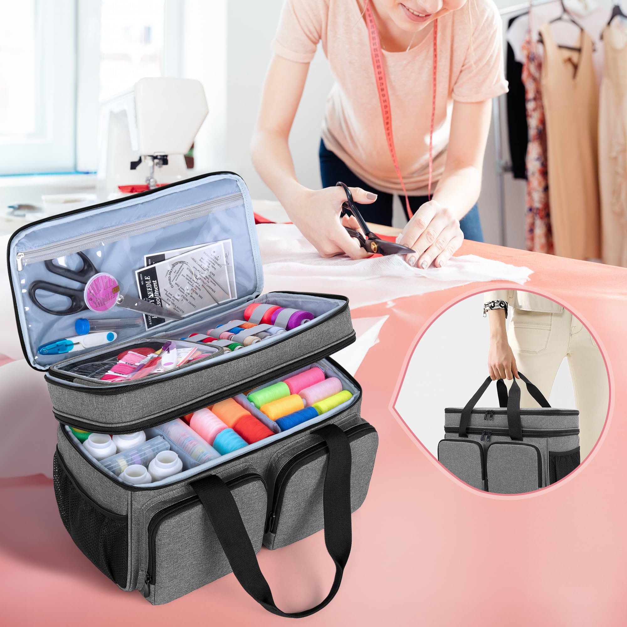 BAFASO Großer Nähtasche Organizer, Nähsettasche Groß, Nähzeugtasche Reise