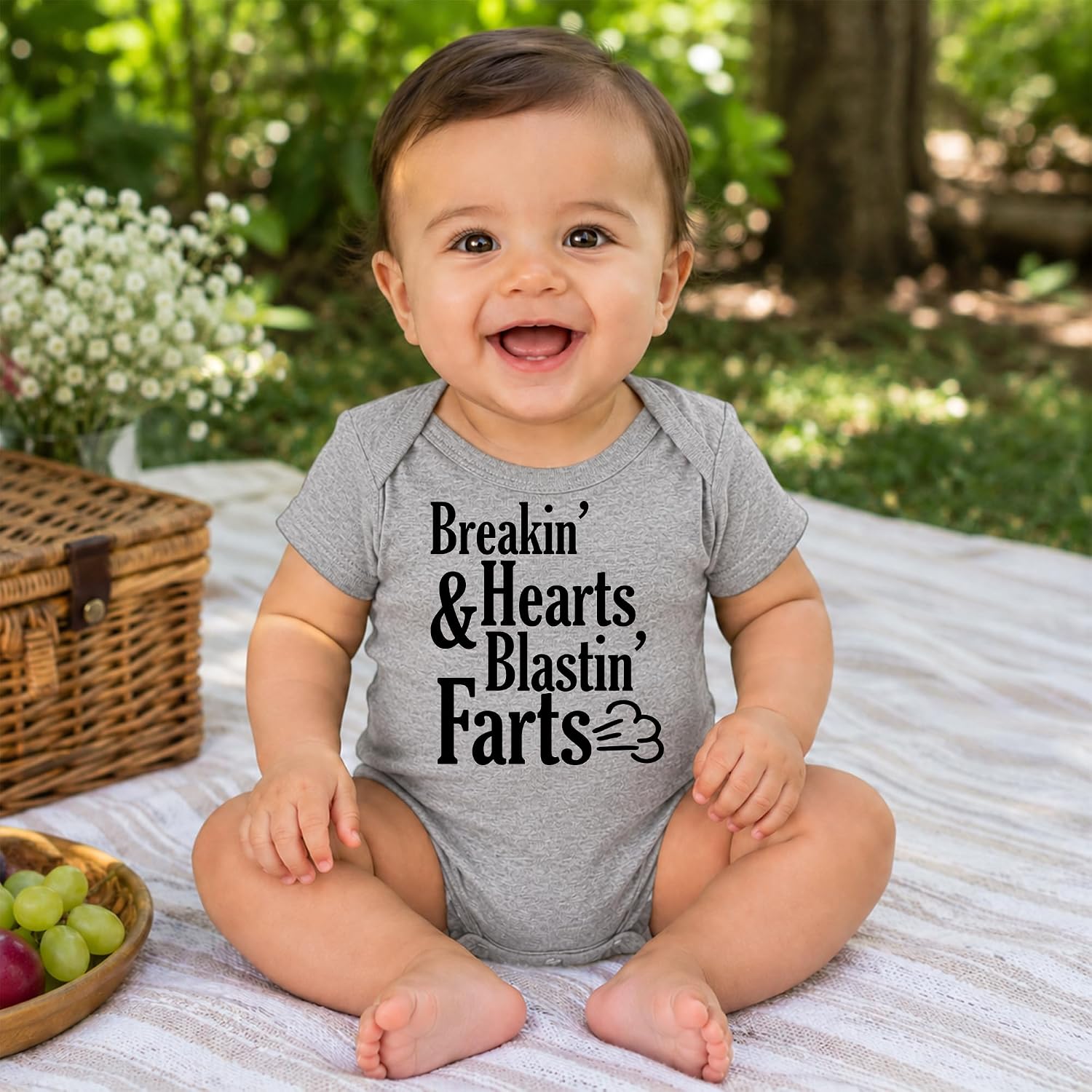 AW Fashions Breakin' Hearts & Blastin' Farts - Funny Baby Bodysuit
