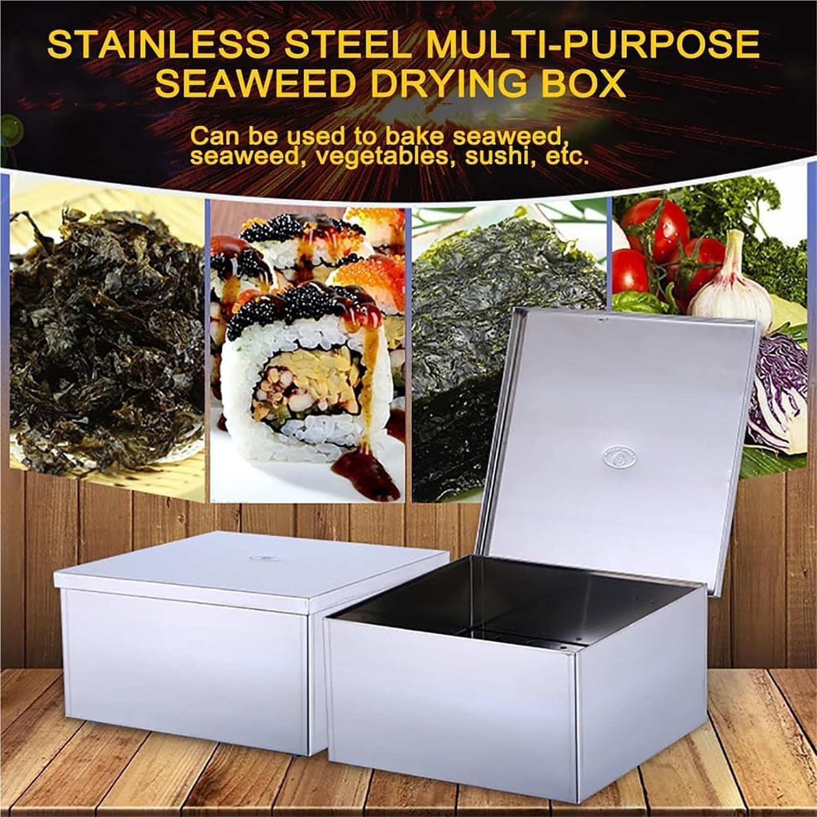 Horno de secado de algas, acero inoxidable con bombilla de calefacción, temperatura ajustable para hacer algas crujientes y nori, ideal para sushi y cocina japonesa