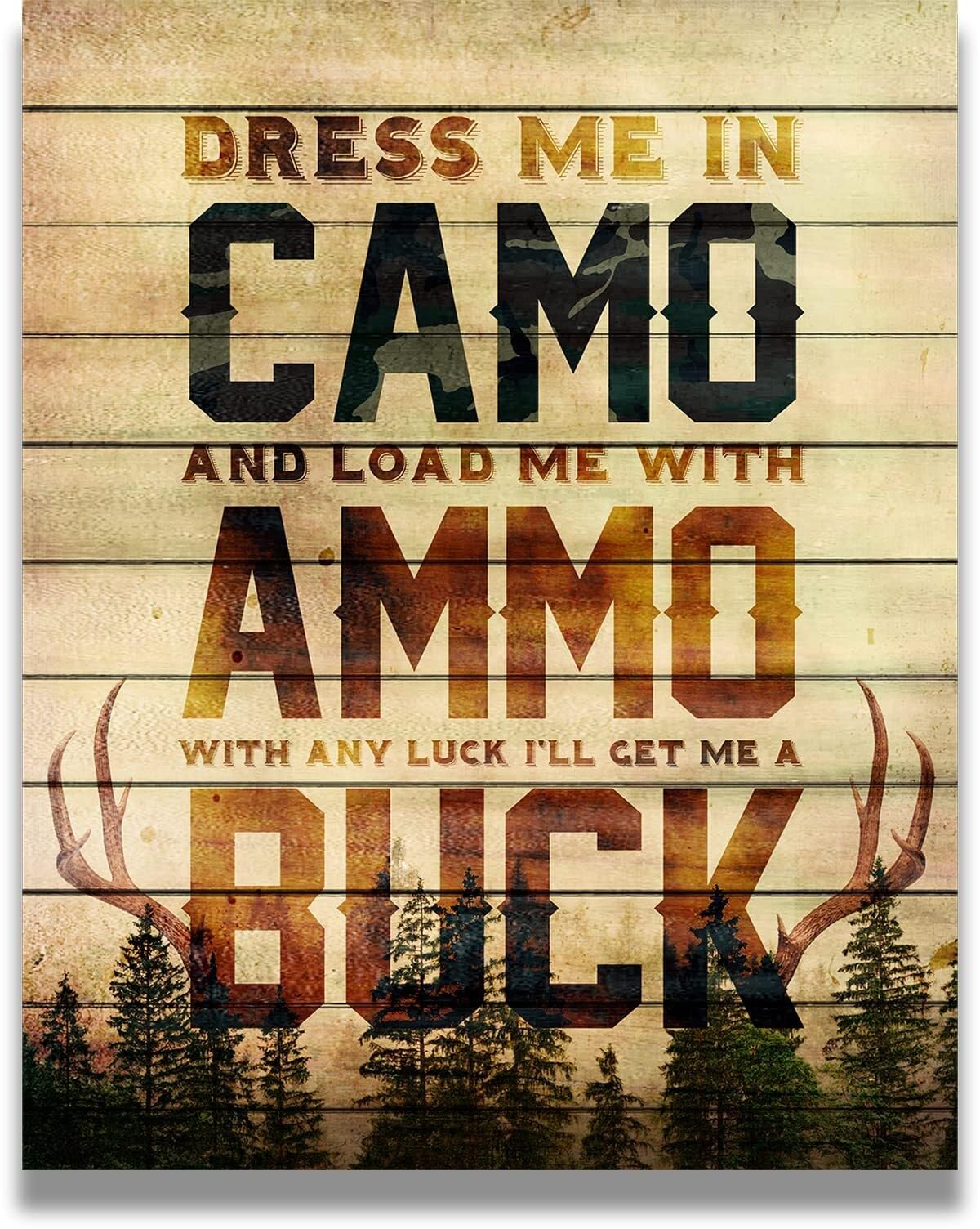 KCDFDVJFBM Deer Hunting Camo Wall-Art, Rustic Cabin Lodge Poster, Outdoor Enthusiast Gift for Man Cave, Office, or Farmhouse Decor(Unframed,16x24inch(40x60cm))