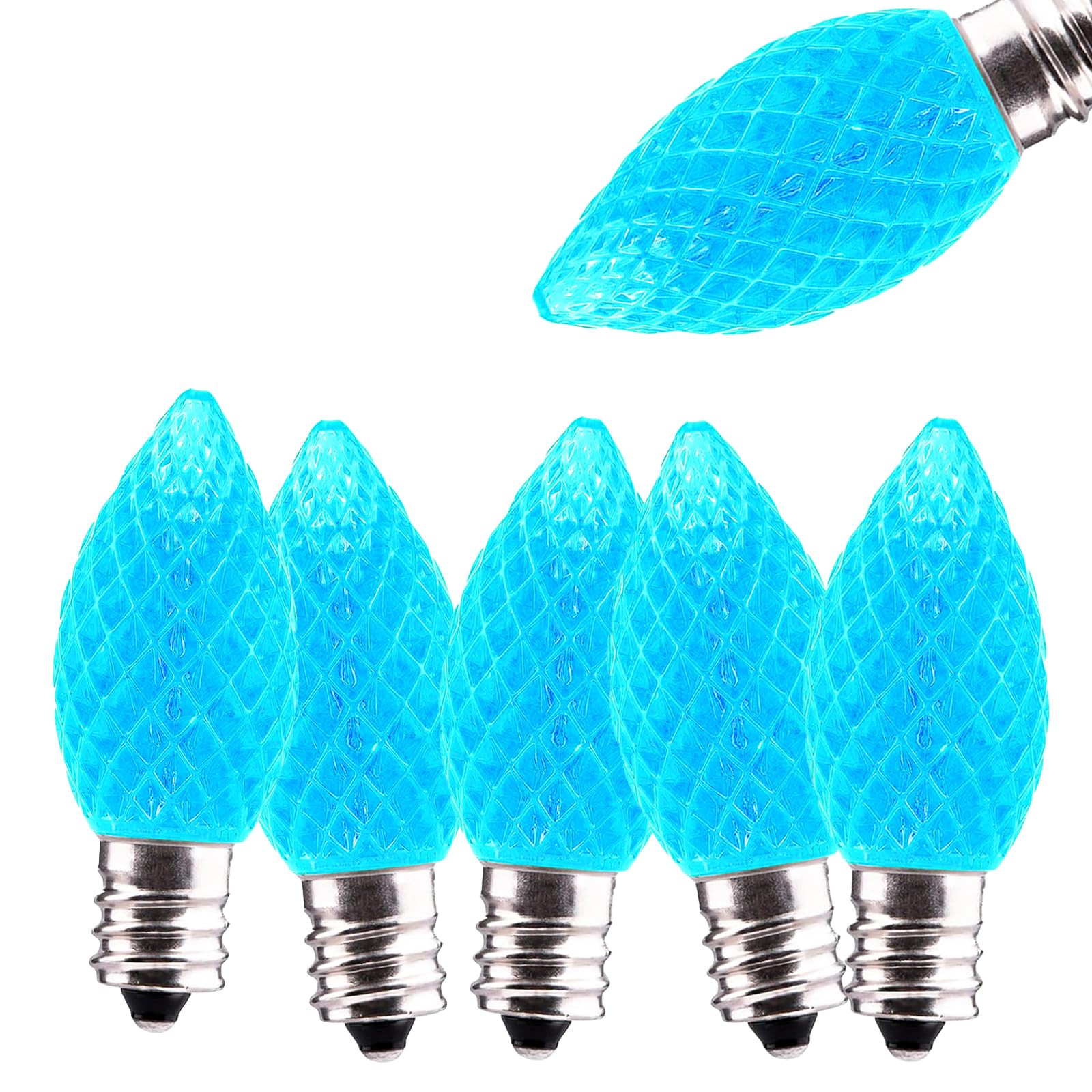 Jawtach C7 LED Christmas Light Bulbs - 25 Pack C7 LED Bulbs Blue - 0.5W for Outdoor String Lights, Holiday Decoration